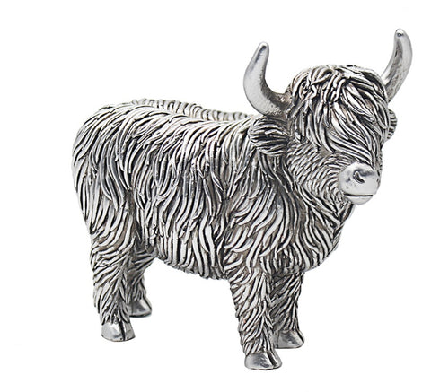 Silver Highland Cow Ornament