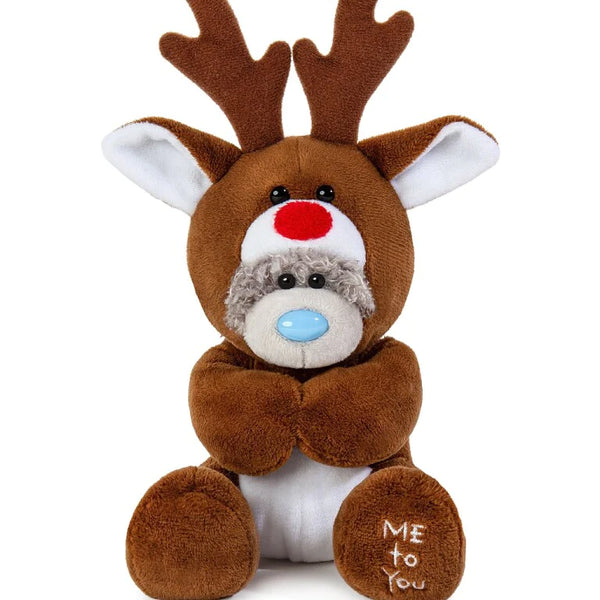 Me to You Tatty Teddy Christmas Reindeer Bear On Gift Plinth