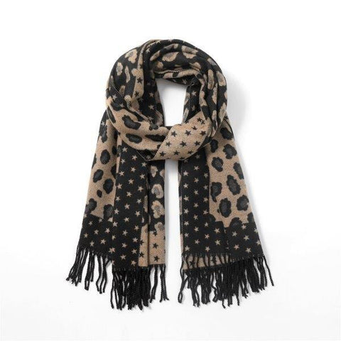 Reversible Leopard and Star - Black Camel