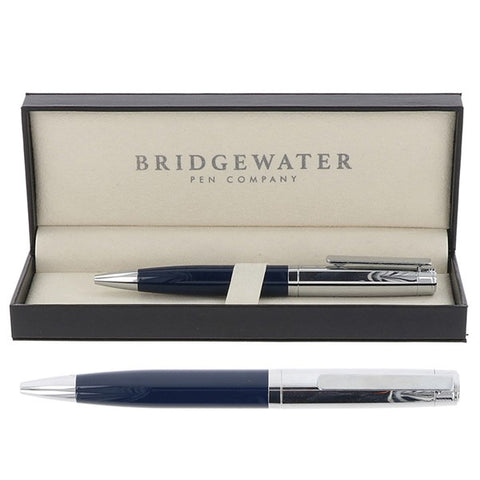 Bridgwater Salisbury Two Tone Navy & Chrome Ball Pen