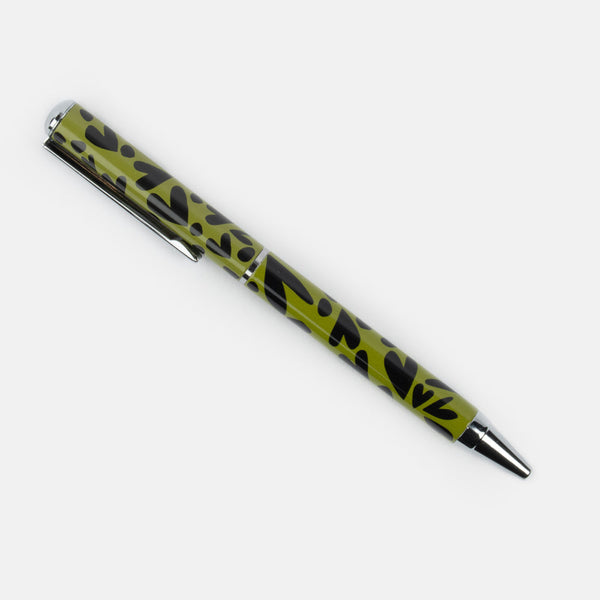 Caroline Gardner Ball Point Pen - Khaki/Black Heart