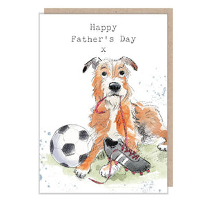 Happy Fathers Day Card - Dog with Football