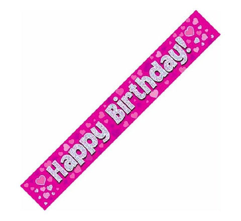 Oaktree - 9ft Pink Holo Happy Birthday Banner