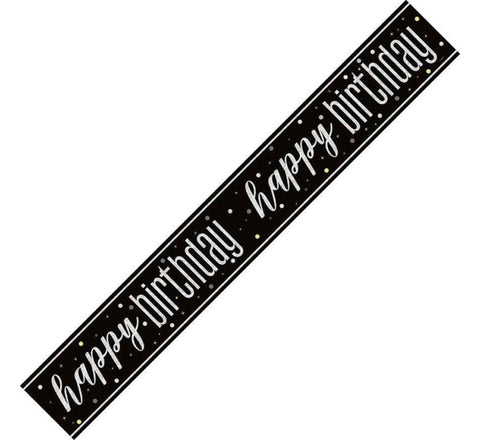 Unique - 9ft Glitz Black Happy Birthday Banner