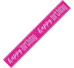 Unique - 9ft Pink Happy Birthday Banner