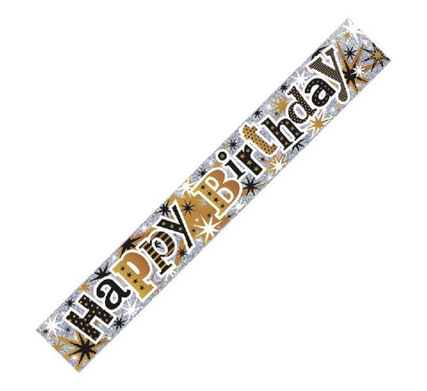 Simon Elvin - 9ft Black & Gold Happy Birthday Banner