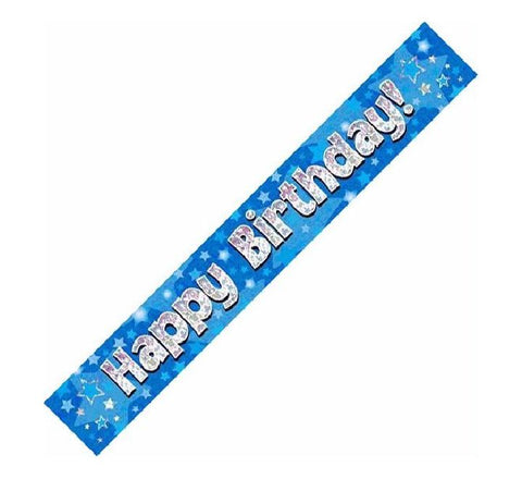 Oaktree - 9ft Blue Holo Happy Birthday Banner