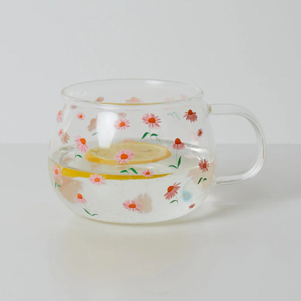 Belly Button Designs Glass Mug - Ditsy Enchinacea