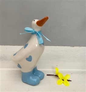 Medium Ceramic Polka Dot Ducks - Blue