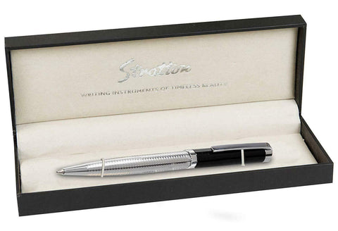 Stratton Ball Point Pen Black & Chrome