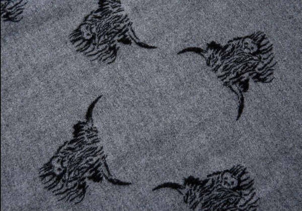 Scarves - Grey / Black Reversible Highland Cow