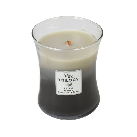 Woodwick Medium Hourglass candle - Trillogy - Warm Woods