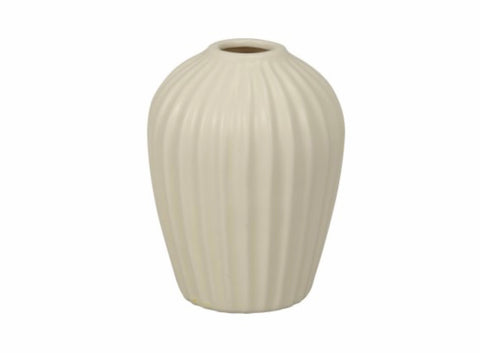 Ribbed Cream Vase 11.5cm