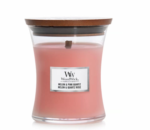 Woodwick Medium Hourglass candle - Melon & Pink Quartz