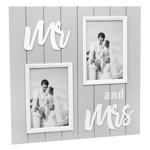 Soft Grey Double Collage Frame Mr & Mrs