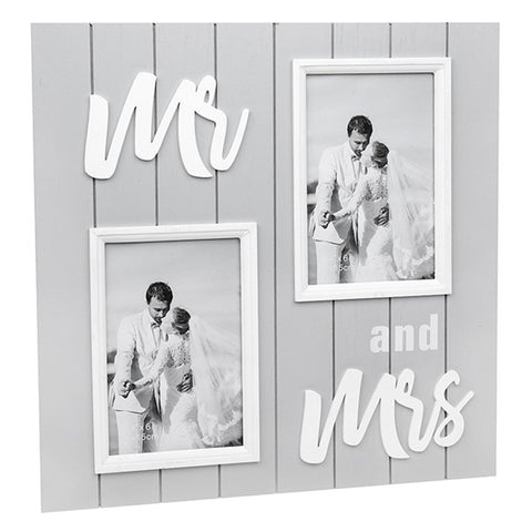 Soft Grey Double Collage Frame Mr & Mrs