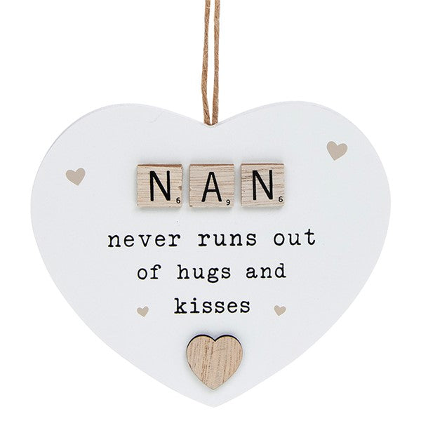 Scrabble Sentiment Hanging Heart - Nan