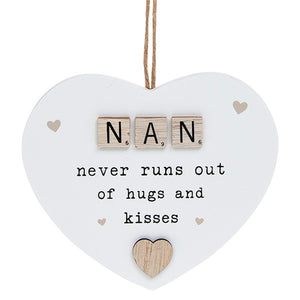 Scrabble Sentiment Hanging Heart - Nan